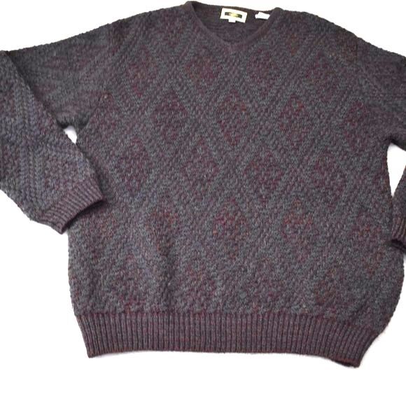 Joseph Abbound Men's Wool Sweater Size Large V Neck Eclectic Grandpacore - Picture 4 of 8